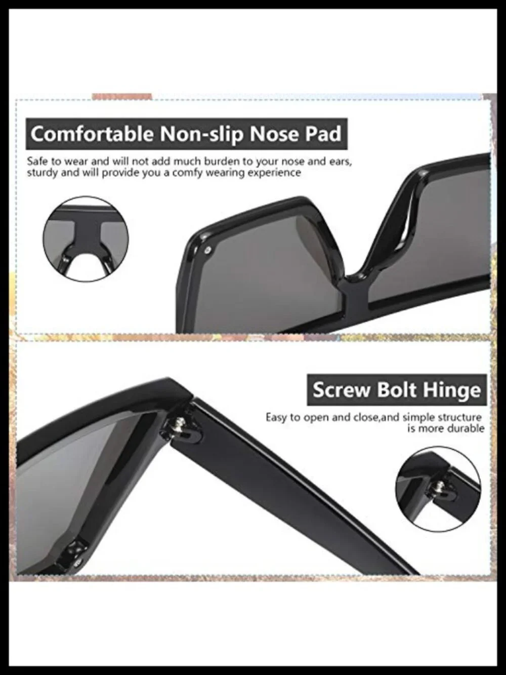 Oversized Square Sunglasses for Women Men 3 Pairs Flat Top Retro UV Protection